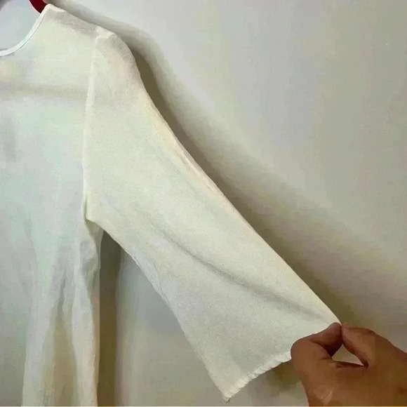 Missy Robertson Women Size S White Blouse Beading Flowy Boho Lightweight - Picture 10 of 10